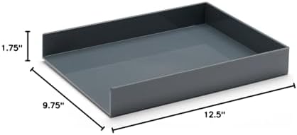 Poppin Stackable Letter Tray - Modular Lacquer Desk Trays for Office Organization, Color-Coordinated Office Supplies for Desk, Paper Trays (Dark Gray, Letter) - Image 4