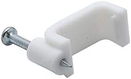 Flat Ethernet Cable Wire Clips with Nail, 14mm, White, 200pcs - Image 4