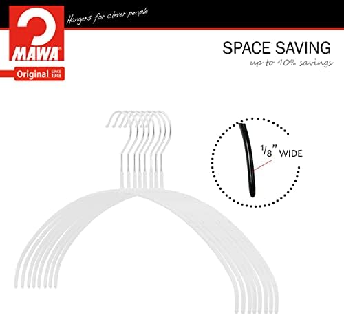 Mawa by Reston Lloyd, Euro Ultra-Thin Series, Non-Slip Space Saving Clothes Hanger, Style 40/PT for T-Shirts, Blouse, & Sun Dresses, Set of 180, White - Image 6