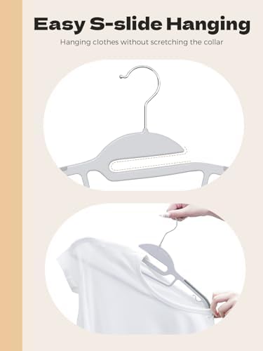HOUSE DAY Slim Plastic Hangers with Non Slip Rubber Pads, 100 Pack, Grey - Image 6