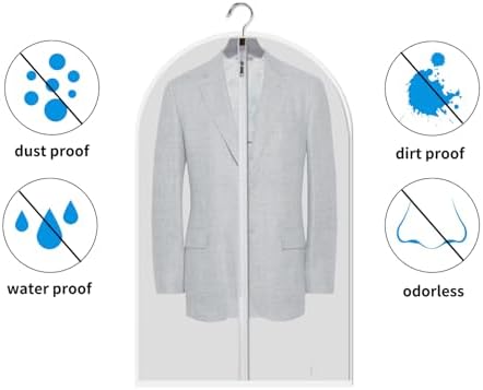 MsKitchen 12 Pack Long Garment Bags (24x60") - Dustproof Gown Covers - Durable PEVA Hanging Bags with Sturdy Zipper for Maxi Dresses, Long Coats & Dance Costumes (Translucent) - Image 6