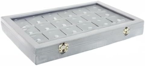 Jewelry Box Necklace Organizer Tray (Grey) Necklace Display Case for Storage Jewelry Display Stand 24 Slot Pendant Holder for Women