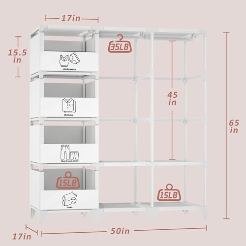 Portable Closet, Easy Assembly, Large Capacity Wardrobe Closet - Image 7