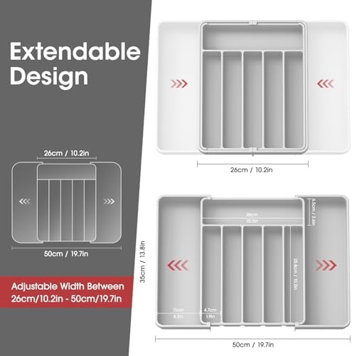 Aujen Silverware Drawer Organizer, Adjustable Utensil Cutlery Tray - Image 2