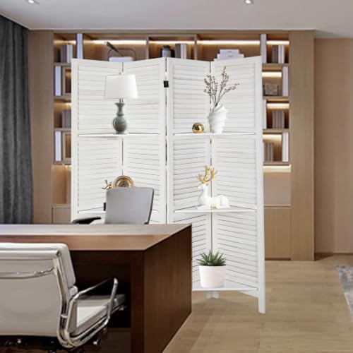 Room Divider with Shelves Freestanding Wood Room Partition Divider - Image 7