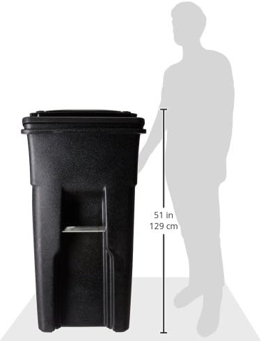 Toter 79232-R1209 32 Gallon Blackstone Trash Can with Wheels and Attached Lid