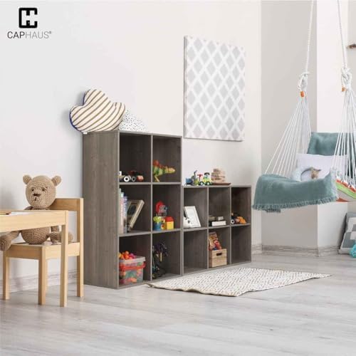 CAPHAUS Sturdy Room 11-Inch Cube Storage Organizer Shelf, with Thick Exterior Edge, Storage Shelf Divider w/Back, Bookcase, 9-Cube, Rustic Grey Oak - Image 7