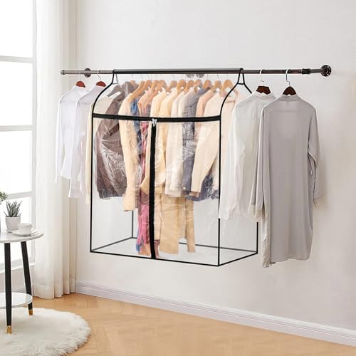Hanging Garment Bag for Closet Winter Clothes Storage with Clear Window Coat Rack Cover Large Clothing Bags with Zipper Dust Proof Dress Protector (Big) - Image 6