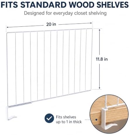 Baluue Shelf Dividers for Closet Organization, Clip On Shelving Separators for Wood Shelves Purse Organizer for Closets Sweater Clothing and Linen Storage 20 X 11. 8 Inch - Image 6