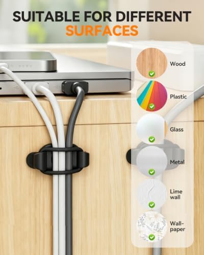 15 Pack Adjustable Elastic Adhesive Cable Clips, Cable Management Holder - Image 6