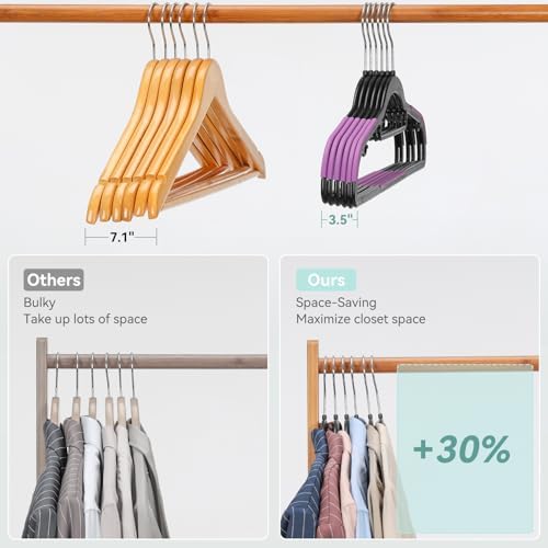 Tonswachic Coat Hanger, Space Save Plastic Clothes Hangers, 50 Pack, Purple - Image 6