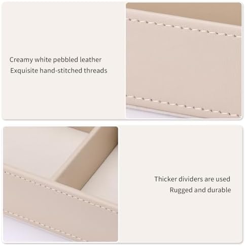 KINGFOM 4-Slot Leather Drawer Tray Desk Stationery Sundries Organizer Storage Box Pen Pencil Holder Case Container (Dark Beige) - Image 7