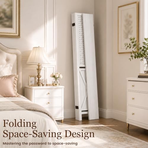 6 Panel Pegboard Room Divider with Shelves White - Image 6