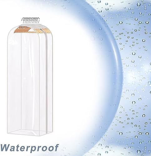 Sleeping Lamb 10" Gussetes Clear Garment Bags for Hanging Clothes Storage 50" Dress Bags for Closet Storage Coat Cover for Suits, Sweater, Jacket(3 Packs) - Image 6