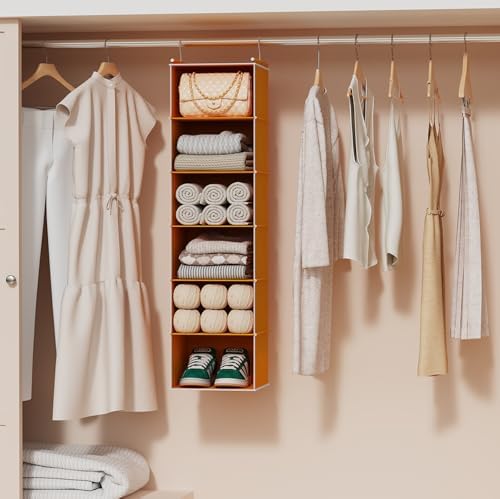 MAX Houser 6 Tier Hanging Closet Organizer with 2 Sturdy Hooks, Yellow - Image 6