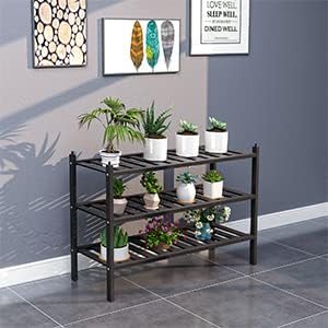 Dranixly Shoe Rack, 3-Tier Bamboo Stackable Shelf Storage Organizer, Stand for Closet, Entryway, Hallway, Bathroom and Living Room(Black)
