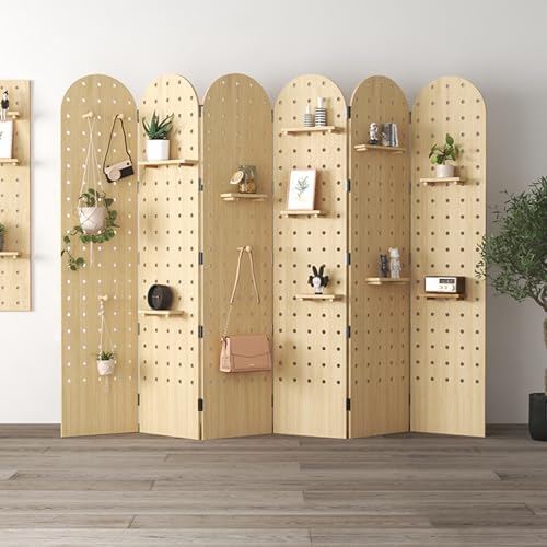 Pegboard Room Divider Panel,Wood Room Divider Wall with Support Feet,2/3/4 Panels Pegboard Partition Screen,for Bedroom Bazaar Jewelry Store(White,180x40cm-2 Panel) - Image 7