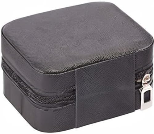 PU Leather Small Jewelry Box, Travel Portable Jewelry Case for Ring, Pendant, Earring, Necklace, Bracelet Organizer Storage Holder Boxes (Black)