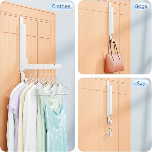 2 Pack Heavy Duty Over the Door Hanger, Compact Foldable Over Door Hook, Portable Compact Over Door Drying Rack for Laundry, Metal Over the Door Clothes Hanger, Rustproof & Waterproof (White) - Image 7
