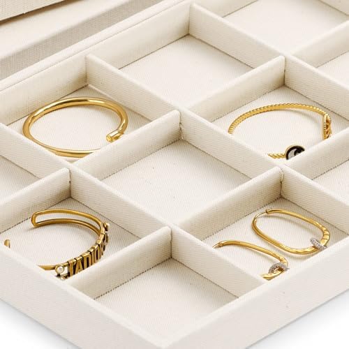Oirlv Stackable Jewelry Tray,Linen Jewelry Organizer for Drawer - Image 6