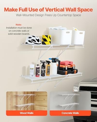 VEVOR Wire Shelf Kit, 4 ft, Set of 2, Wall Mounted Wire Shelves, Heavy-Duty Carbon Steel Hanging Shelf, Floating Wall Storage Shelves with Dip Coating, for Closet, Bedroom, Living Room, Office, Pantry - Image 7