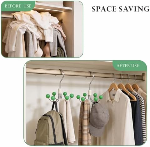 1 Pack 360° Swivel Hoodie Hangers with 6 Cedar Balls,Closet Organizer-Green - Image 7
