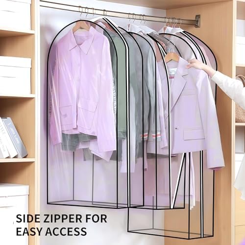 Clear Garment Bags for Hanging Clothes, 10" Gusseted Garment Covers for ClosetStorage, 40"Long Hanging Plastic Clothes Cover for Coat, Dress, Fur, BreathableFabric,Keep Clothes Neat and Tidy - Image 7