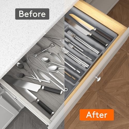 Lifewit Extra Large Silverware Drawer Organizer, Expandable Utensil Tray - Image 6