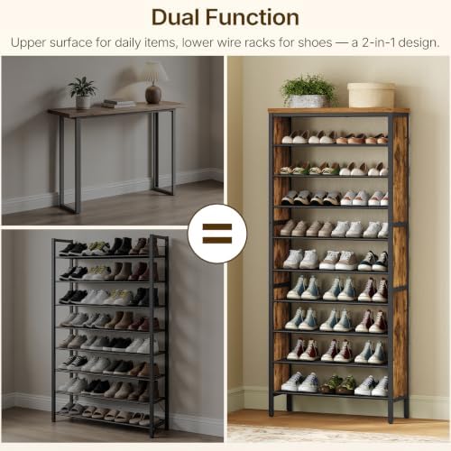 YATINEY 10-Tier Tall Shoe Rack, Large Shoe Storage Organizer for Closet - Image 6