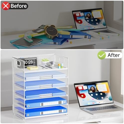 Paper Organizer for Desk with Handle, 6-Tier - Image 6