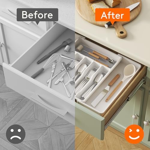 Lifewit Extra Large Silverware Drawer Organizer, Expandable Utensil Tray - Image 6