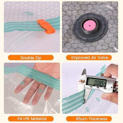 20 Pack Vacuum Storage Bags for Travel with Rechargeable Cordless Pump, Compression Packing Bags for Carry-On Luggage, Bedding & Home Storage, Space Saver Bags for Clothing Clothes, 3 Size - Image 6