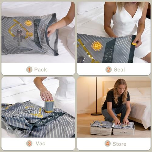 10-Pack Vacuum Bags for Travel with Wireless Rechargeable Pump | Carry-on Size Compression Packing Bags for Luggage & Suitcase, Space Saver for Clothes & Home Seasonal Storage, 3S Vacuum - Image 6