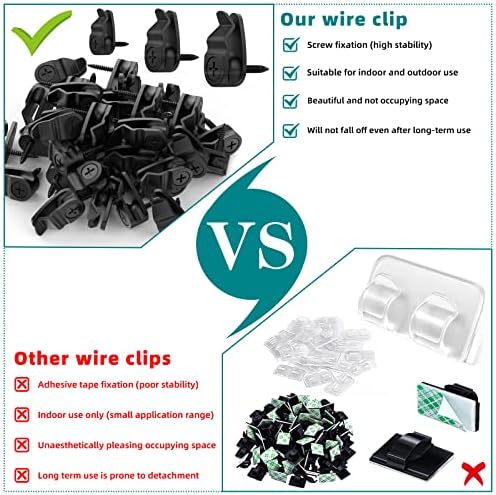 Outdoor String Lights Clips, Weatherproof Cable Hanger Hooks for Hanging Fairy Lights, Holiday Decor - Black, 50 Pack - Image 6
