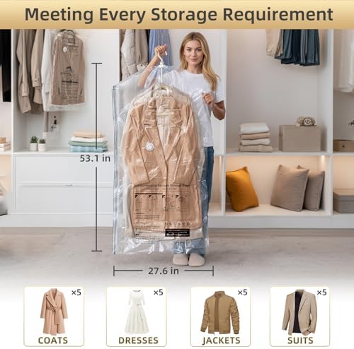 TAILI Hanging Vacuum Storage Bags Clothes, Coats, Jackets,4 Jumbo with Pump - Image 6