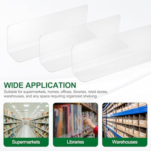 uxcell 6pcs Clear Shelf Dividers, 8"x2.4" Plastic L-Shaped Shelf Separator, Transparent Organizer Divider for Supermarket Store Commodity Classification - Image 6