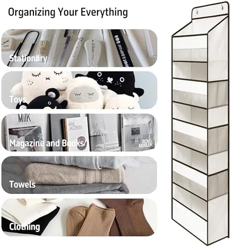 TYMENSH White Over Door Organizer with 5 Large Clear Pockets and 6 Side Mesh Pockets, Anti-Tilt Hanging Door Storage for Nursery, Bathroom, Closet, Bedroom, Dorm, Toys - Image 6