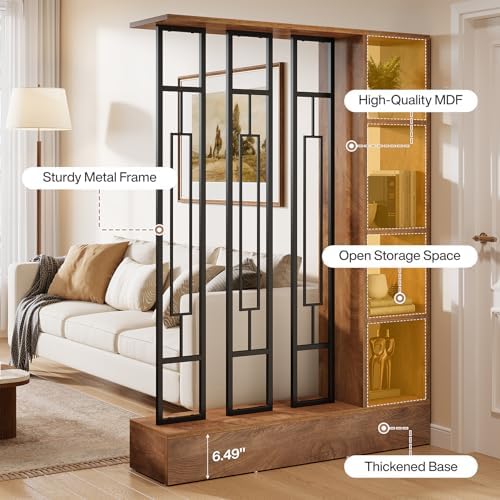 Tribesigns Room Divider with Shelves, 71" Freestanding Storage Room Divider - Image 6