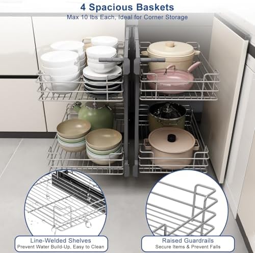 VADANIA Blind Corner Pull Out Organizer for 32" Cabinet, Soft Close - Image 6