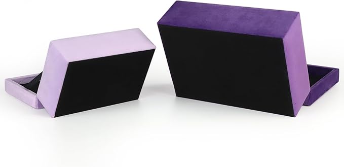 HofferRuffer Velvet Jewelry Boxes Decorative Boxes, Storage Accessory Organizer Boxes with Elegant Handle Decor, Classic Velvet Set of 2 Pieces (Purple)