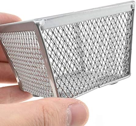HAHIYO Stackable Paper Clip Mesh Holder cup 2.2" Height 2 Pack Silver Sturdy PaperClip Holder Container for Desk Drawer Organizer Collection for Home Office School Soft Foam Feet No Sharp Edges - Image 7