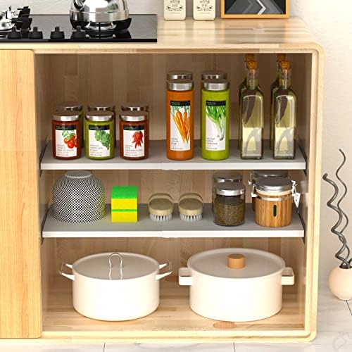 Closet Shelf Divider Expandable Cabinet Tension Shelving Rack Heavy Duty Metal DIY Shelves Separator for Wardrobe Cupboard Cabinet Pantry Kitchen Bathroom,White,3packs - Image 7