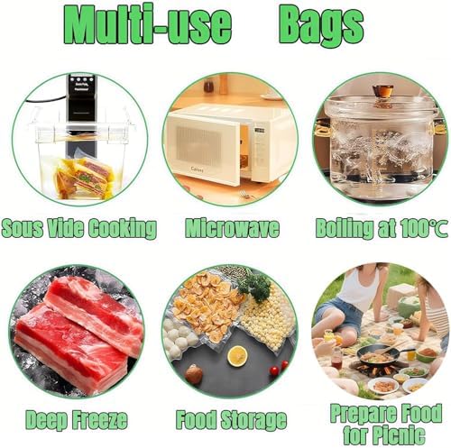 100 Pcs Vacuum Sealer Bags for Food Saver Freezer Bags 50 Count 6x10 50 Quart 8x12 Vacuum Seal Sous Vide Cooking Bags Rolls Pre Cut Food Storage Commercial Grade Airtight Heavy Duty BPA Free - Image 7