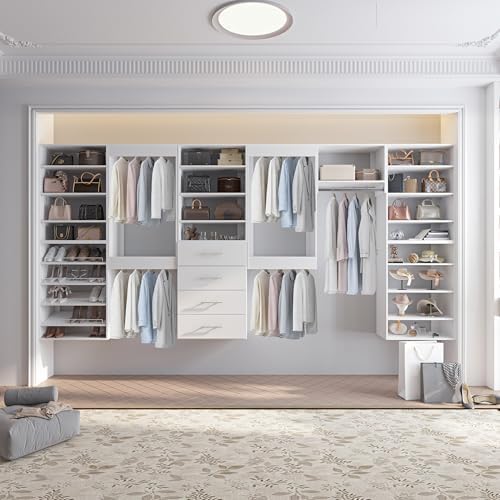 19.5" Wide Shoe Shelf Tower Modular Closet System, Shoe Storage Closet Tower with Shelves, White - Image 7
