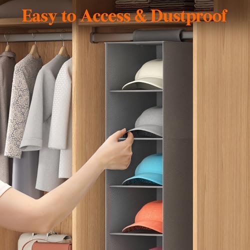 Lifewit 7 Section Hanging Hat Organizer for Baseball Caps, Gray, 1 Pack - Image 6