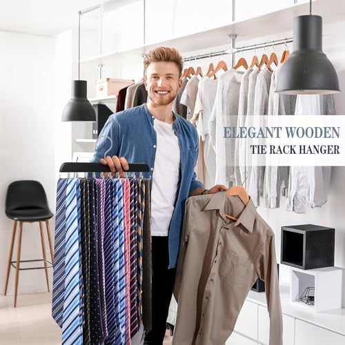 2PC Tie Rack Organizer, Tie Hanger for Closet with 20 Foldable Hooks, Black - Image 6