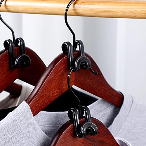 Unittype 100 Pcs Black Plastic Heavy Duty Clothes Hanger Connector Hooks, Space Saving, Cascading - Image 6
