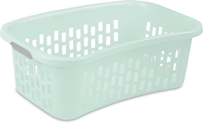 Sterilite 6 Pack HipHold Laundry Basket, Plastic Rectangle Clothes Hamper with Comfort Grip Handles & Reinforced Rim, 1.5 Bushel Capacity, Mint