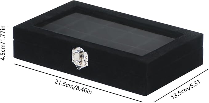 Travel Jewelry Box,Small Jewelry Case,Rings Earrings Cufflinks Organizer for Girls (Black, 15 Grids)