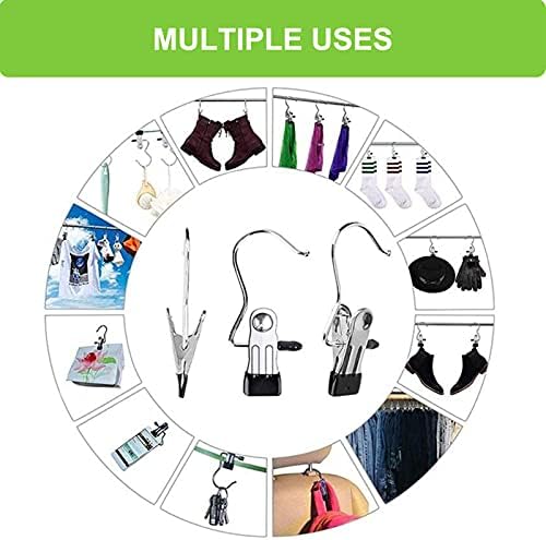 Boot Hangers Clips, 100 Pack Black Laundry Hooks Hanging Clips Clothes Pins Closet Hanger Organizer Clamps Socks Towel Clips - Image 7